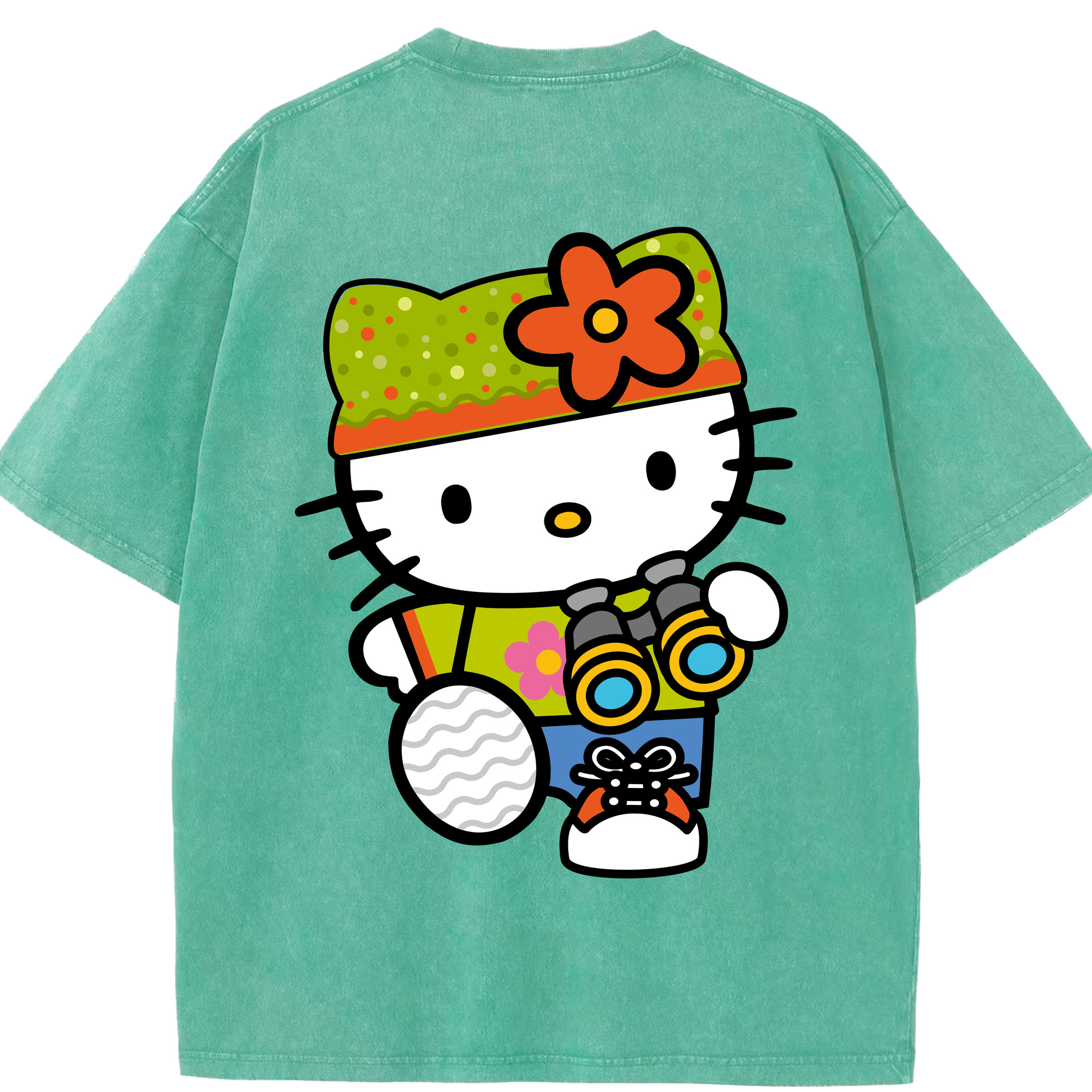 （画像用） Hello Kitty ハローキティ 綿100% ヴィンテージ風 半袖Tシャツ（背面プリント）